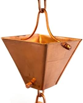 Nutshell Stores Medium Square Cups Rain Chain - Copper - 11 Feet