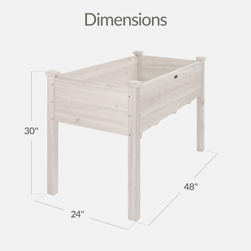 Best Choice Products 48x24x30in Raised Garden Bed, Elevated Wood Planter Box Stand for Backyard, Patio, Balcony w/Bed Liner, 200lb Capacity - White