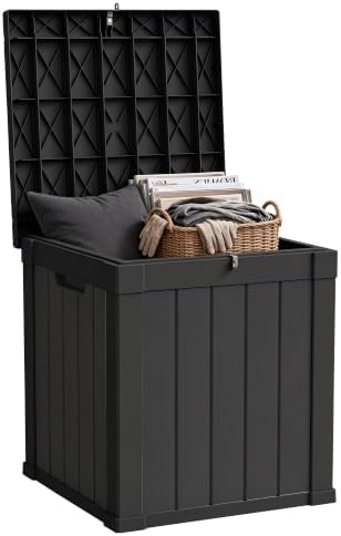 50 Gallon Outdoor Storage Box Waterproof Lockable Deck Box for Patio, Black