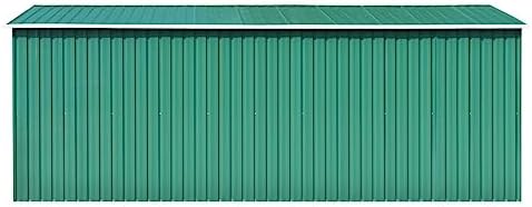 Large Green Galvanized Steel Garden Shed Outdoor Storage for Backyard Garage with Sliding Doors Easy Assembly Powder-Coated Finish
