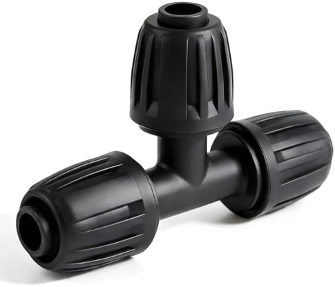 12 Pack 1/2 Inch Drip Irrigation Tee Fittings (1/2" ID x 0.6-0.65" OD), 1/2'' Dripline Barbed Tee Connectors with Anti-Drop Lock Nuts for Garden Lawn Irrigation System Connection