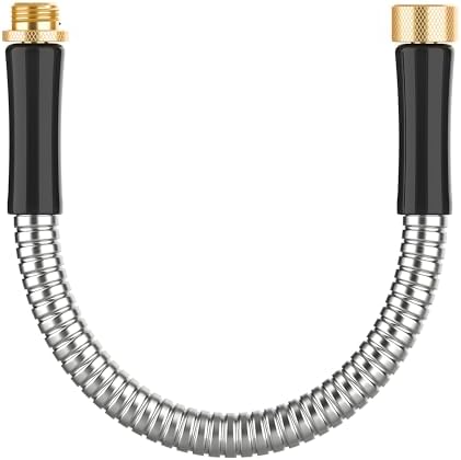 Short Metal Garden Hose 1 ft Connector, Stainless Steel Small Hose Extension Adapter for Hose Reel, Long, Flexible, Lightweight & Heavy Duty Water Pipe, No Kinking Outdoor Water Hose for Yard, 1 Foot