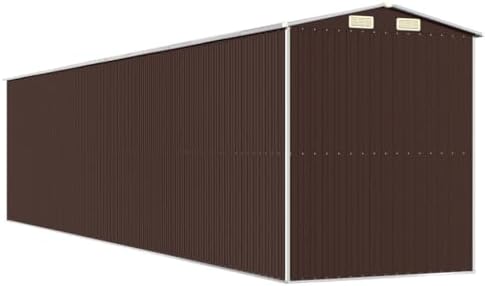 Large Garden Shed Dark Brown Galvanized Steel Outdoor Storage with Powder-Coated Finish, Dimensions 75.6" W x 336.6" L x 87.8" H for Backyard Garage and Pool Accessories Organizer
