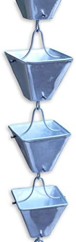 Nutshell Stores Medium Square Cups Rain Chain - Aluminum - 14 Feet