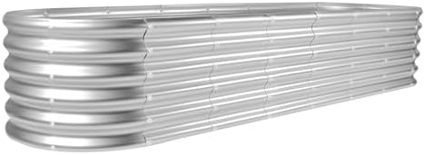 Land Guard 8×2×1.5ft Galvanized Raised Garden Bed Kit, Raised Garden Boxes Outdoor, Oval Metal Raised Garden Beds for Vegetables, Silver
