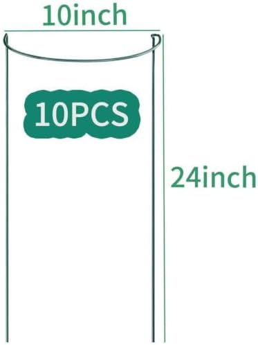 TCBWFY 10 Pack Garden Supports for Plants Metal 10" Wide x 24" High Interlock Half Round Garden Plant Support Ring Border Support Plant Support Ring Cage for Rose Flowers Vine Tomato