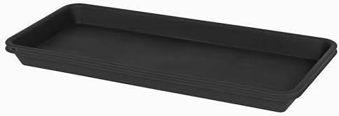 VUWEZ 2 Pack of Plastic Plant Tray Saucer Rectangular 17 18 inch, Plant Trays Saucers for Indoors Outdoor, Plant Water Drip Tray for Flower Pot Planter, Windowsill Plant Tray (7.8 X 17.5'', Black)