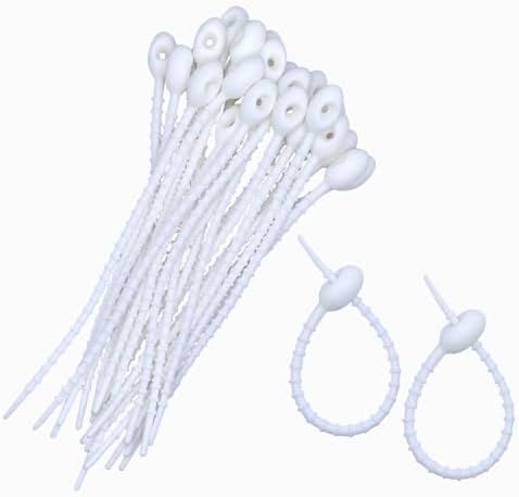 30pcs Silicone Self Locking Reusable Zip Ties for Fixing Bundling Organizing 4.7in Pastel Color Soft Cord Cable Strap Multi Purpose Twist Tie Clip for Garden Plant Home Kitchen Office (White)