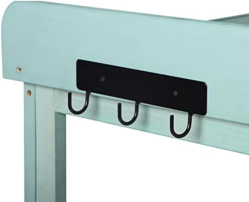 Harper & Bright Designs 65" Large Wooden Farmhouse Rustic Outdoor Potting Bench Table with 4 Storage Shelves and Side Hook, Patio Workstation, for Garden, Backyard, Green