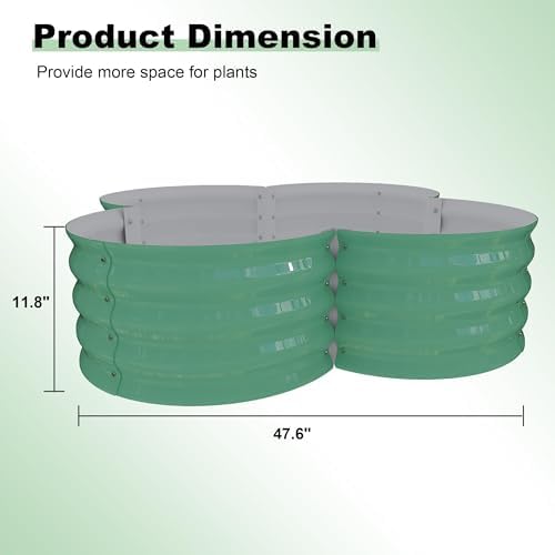 Garvee 2 Pack Galvanized Raised Garden Bed, Petal-shaped, 4x4x1ft, Green
