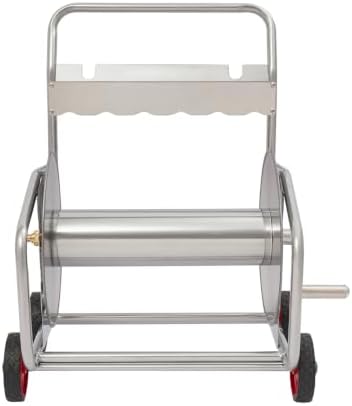Garden Hose Reel Cart, 4 Wheel Water Hose Cart Holds 328ft Mobile Carts