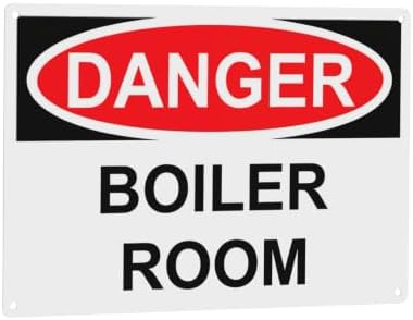 Tin Sign Danger Boiler Room 8"X 12" Backgound Metal Safety Caution Warning Notice Vintage Sign