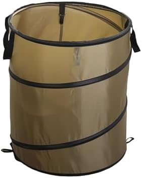 Collapsible Trash Can Camping: Pop up Trash Can, 10 Gallon Collapsible Yard Waste Bag/Leaf Bin, with Clips to Hold Garbage Bag in Place, for Garden, Lawn, Picnicking, Parties, Travel (Brown)