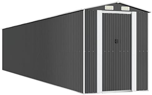 vidaXL Garden Shed Anthracite 75.6"x402"x87.8" Galvanized Steel