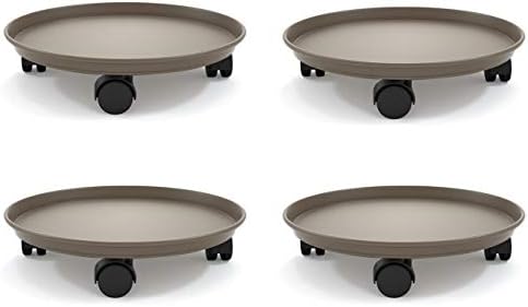 Plant Caddy with Wheels 14 Inch - 4 Pack Plant Caddy on Wheels Heavy Duty,Plant Stand with Wheels,Plant Dolly Plant Tray with Wheels Planter Caddies Indoor/Outdoor, Brown