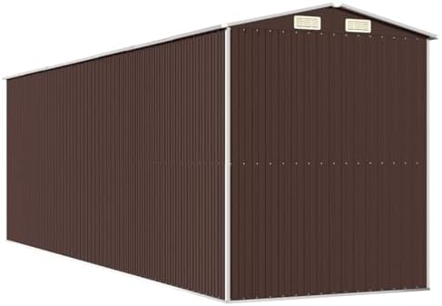 Gecheer Large Galvanized Steel Garden Shed, 6.3x2x7.3 ft Outdoor Storage House with Sliding Door & Vent, Dark Brown Metal Tool Shed for Lawn Mower, Pool Equipment, and Garden Tools