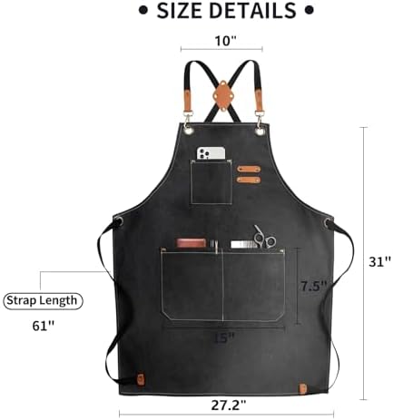 Chef Apron,Cross Back Apron for Women and Men,Cotton Canvas Apron with Adjustable Straps and Large Pockets,Kitchen Cooking Baking Bib Apron