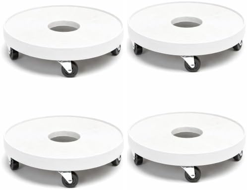 DeVaultEnterprises Devault 16 Inch Plant Dolly Multi-Pack, Heavy Duty Rolling Plant Caddy with Wheels for Large Pots and Planters, 500 lb Capacity, Made in USA (4, White)