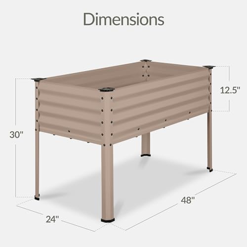 Best Choice Products 48x24x30in Galvanized Raised Garden Bed, Metal Elevated Planter Box, Vegetable Garden for Backyard, Patio, Balcony, 100% Non Toxic Materials - Taupe