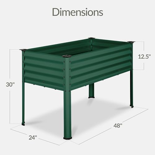 Best Choice Products 48x24x30in Galvanized Raised Garden Bed, Metal Elevated Planter Box, Vegetable Garden for Backyard, Patio, Balcony, 100% Non Toxic Materials - Dark Green