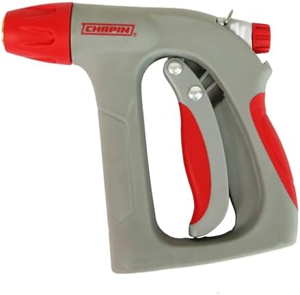 Chapin 4695: Industrial High Temp, High Pressure Front Grip Spray Nozzle with Threaded Connection, Rated Up to 160°F and 125 PSI, Red/Black
