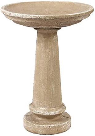 Solid Rock Stoneworks 24" Tall Round Birdbath 2pc 20in Diameter Desert Sand Color