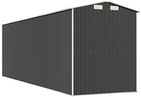 Large Outdoor Garden Storage Shed, 75.6x238.6x87.8 Inch Galvanized Steel Tool Shed for Patio, Backyard, Pool Equipment, and Lawn Mower Organization, Anthracite