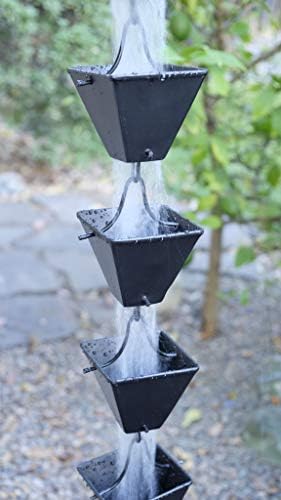 Nutshell Stores Medium Square Cups Rain Chain - Black - 16 Feet