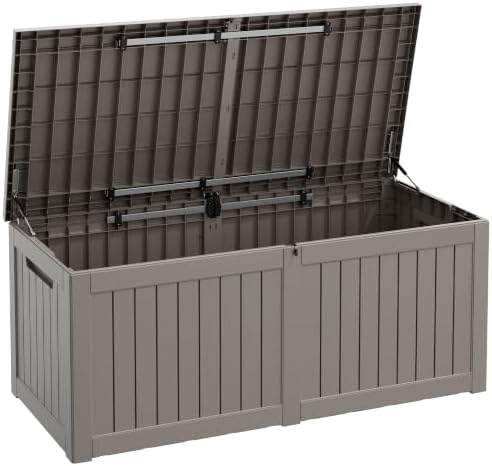 Fancyango 330 Gallon Large Outdoor Storage Deck Box Waterproof, Grey