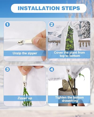 Plant Covers Freeze Protection, Non-Woven with Zip&Drawstring