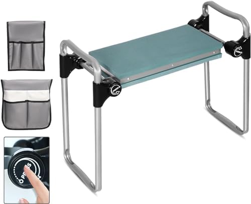 Foldable Garden Kneeler and Seat, New Generation Gardening Stool with 2 Tool Pouches, with Wider&Softer EVA Kneeling Pad, Gardening Gifts for Parents Seniors, Lightweight & Heavy Duty