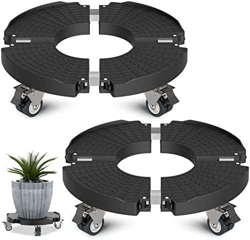 Plant Stand with Wheels 440LBS Load,2Pack, Adjustable 15-22",Black