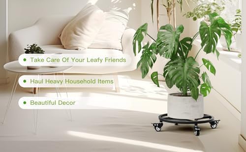 Zhongma 2 Pack Round Plant Caddy with Wheels, Dia.18"x3.5"H Fully Assembled