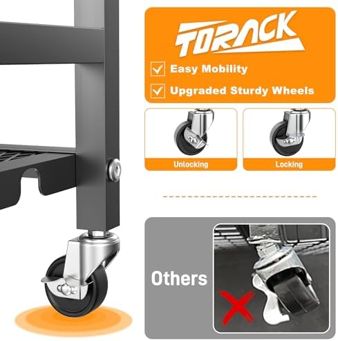TORACK Garden Tool Organizer Stand with Wheels, Rakes Shovels Tools Stand