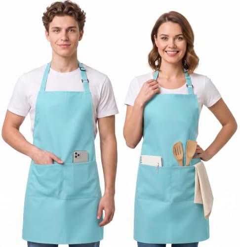 Utopia Kitchen Bib Aprons 2 Pack Adjustable With 2 Pockets 100% Polyester