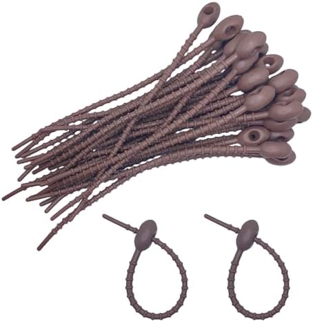 30pcs Silicone Self Locking Reusable Zip Ties for Fixing Bundling Organizing 4.7in Pastel Color Soft Cord Cable Strap Multi Purpose Twist Tie Clip for Garden Plant Home Kitchen Office (Brown)