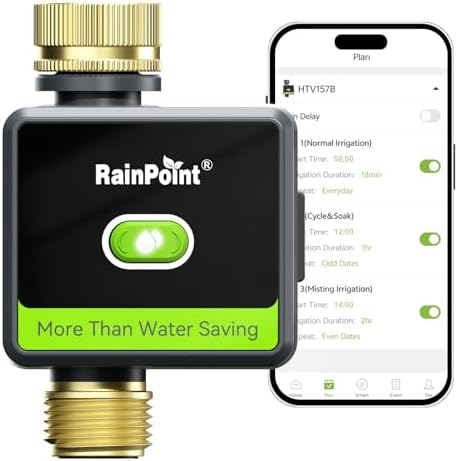 RAINPOINT Smart Hose Timer for Garden, Smart Water Timer with Brass Inlet & Outlet (Not Include Gateway), Automatic Irrigation System for Lawns and Yard