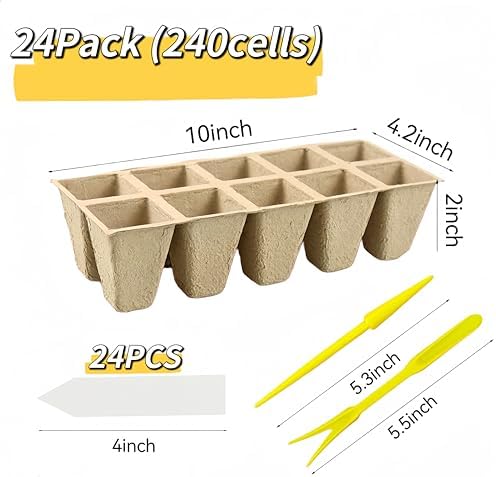 240 Cells Seed Starter Tray, 24 Pack Seed Starter Kit