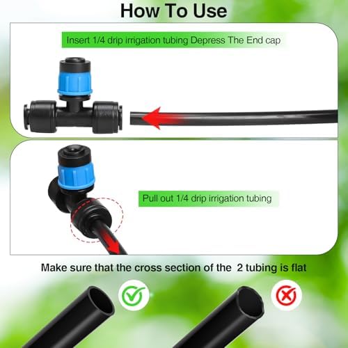 MIXC 24 Pack Push-to-Fit Drip Irrigation Emitters, Adjustable Vortex Drip Emitters for 1/4 inch Irrigation Tubing, 360 Degree Water Flow Irrigation Drippers for Drip Irrigation System