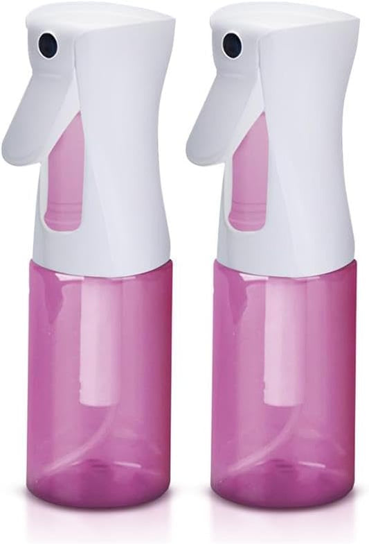 Continuous Water Mister Spray Bottle for Hair - Continuous Spray Nano Fine Mist Sprayer - Empty Spray Bottle - Reusable Beauty Bottle - Cleaning, Hairstyling & Plants - 5oz/150ml (Pink) Pack of 2