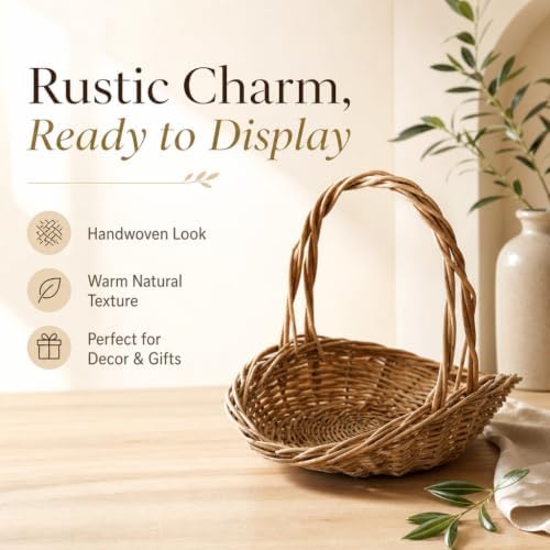 Handwoven Wicker Harvest Basket with Handle, Garden Basket for Harvesting Vegetables Baskets for Garden,Fruit,Vegetables (Large)