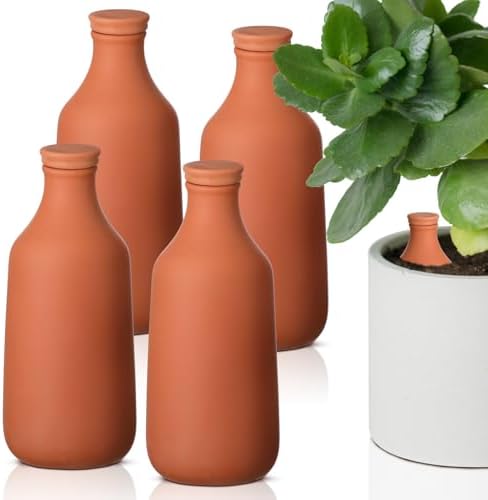 DoubleFill Ollas Terracotta Watering Pots, 18 oz, 4 Pcs
