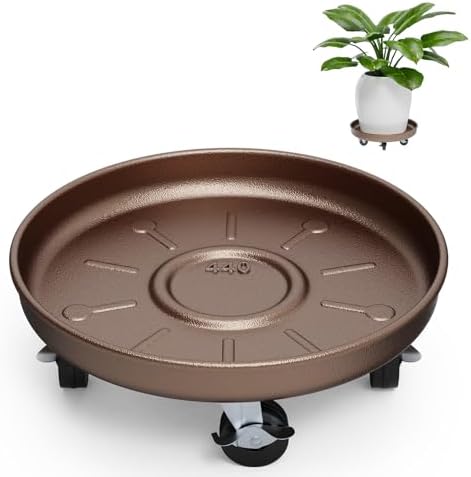Plant Caddy With Wheels 17" Metal Plant Saucers for Indoors 440 Lb Capacity