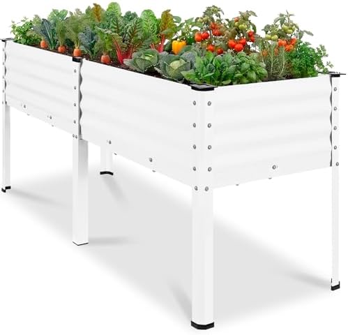 Best Choice Products 72x24x30in Non Toxic Galvanized Raised Garden Bed, Metal Elevated Planter Box, Vegetable Garden, 100% Non Toxic Materials - White