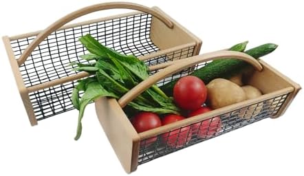 2pcs Garden Hod Harvest Basket, Durable Wooden Gardening, Supply Suitable For Kitchen, Picnic And Outdoor Picking