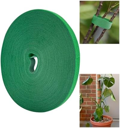 Plant Ties Garden Tape, Reusable Adjustable Plant Clips for Climbing Plants, Green Nylon Self Adhesive Plant Twist Tie Strap to Support Gardening Plants (65.6 FT)