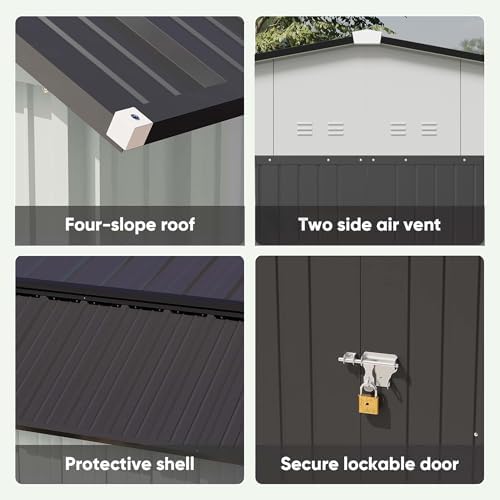 Patiowell 10x12 FT Barn Style Metal Storage Shed