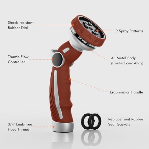 RESTMO Hose Nozzle Heavy Duty, Metal Water Hose Sprayer for Garden