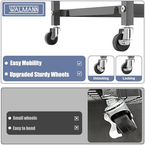 WALMANN Garden Tool Organizer with Wheels, Rakes/Shovels/Yard Tools Stand