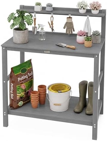 YEFU Potting Table, All-Weather Resistant,Grey